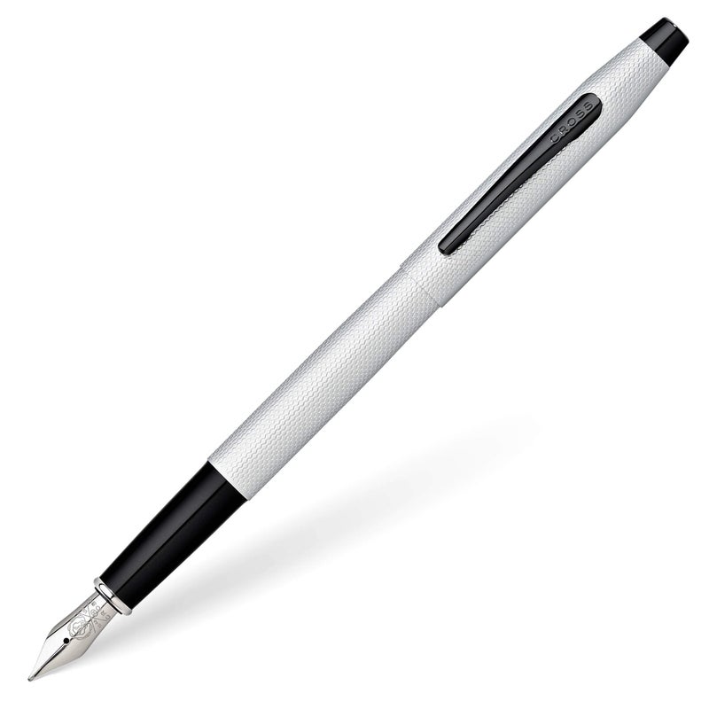 Cross Classic Century Refillable Fountain Pen, Medium Nib, Includes Premium Gift Box - Brushed Chrome - Image 1